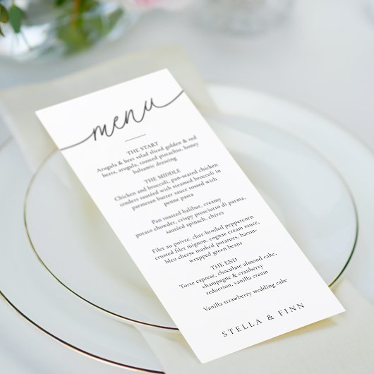 Menu Mariage de script minimaliste moderne