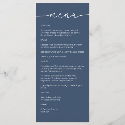 Menu Mariage de script minimaliste moderne (Devant)