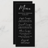 Menu Mariage de script moderne noir blanc main lettres (Devant / Derrière)