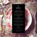 Menu Mariage de script moderne noir plat<br><div class="desc">Bienvenue dans notre Mariage de menu plat Black Modern Script, où le minimalisme moderne rencontre l'art de la calligraphie. Cette esthétique soignée apporte un air de sophistication à votre journée spéciale - avec une touche de boho, charme décontracté. La combinaison d'une simple typographie avec une police de script élégante ajoute...</div>