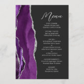 Menu Mariage de script moderne violet Agate Argent (Devant)
