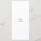 Menu Mariage de script noir minimaliste moderne (Dos)