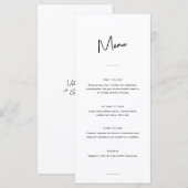 Menu Mariage de script noir minimaliste moderne (Devant / Derrière)