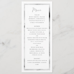 Menu Mariage de script officiel de cadre noir et Marbre