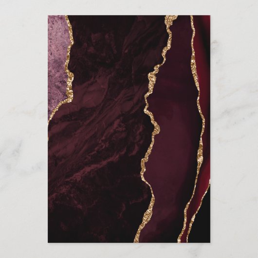 Menu Mariage de script or Agate Burgundy (Dos)