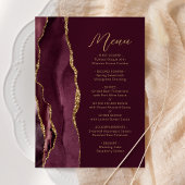 Menu Mariage de script or Agate Burgundy