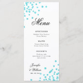 Menu Mariage de script romantique Confetti Turquoise (Devant)