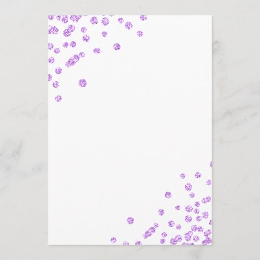 Menu Mariage de script romantique Confetti violet (Dos)