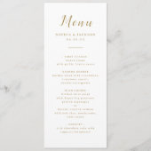 Menu Mariage de script romantique simple or (Devant)