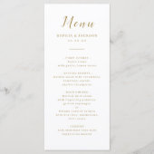 Menu Mariage de script romantique simple or (Devant)