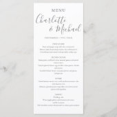 Menu Mariage de script signature simple et élégant (Devant)