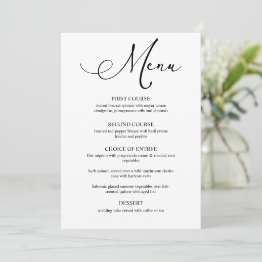 Menu Mariage de script simple Black Modern (Debout devant)