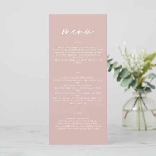Menu Mariage de script simple et élégant rose vif (Debout devant)