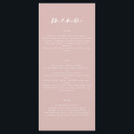 Menu Mariage de script simple et élégant rose vif<br><div class="desc">Moderne simple et élégant menu de mariage rose pâle. Design moderne et propre. Texte du script.</div>