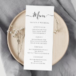 Menu Mariage de script simple et moderne<br><div class="desc">Design de script moderne en noir et blanc,  avec photo de couple optionnelle sur le dos,  simple et élégant. Cartes de menu mariage pour mariage moderne et autres événements. Voir toutes les pièces correspondantes dans la collection.</div>