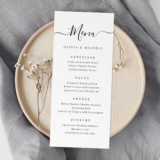 Menu Mariage de script simple et moderne