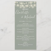 Menu Mariage de signature Sage Green String Lights (Devant)