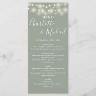 Menu Mariage de signature Sage Green String Lights
