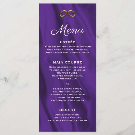 Menu Mariage de soie violette (Devant)