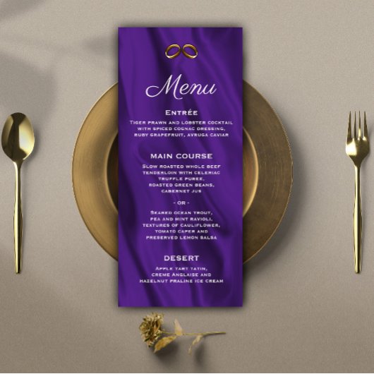 Menu Mariage de soie violette
