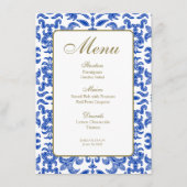 Menu Mariage de style Amalfi bleu et blanc (Devant)