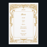 Menu Mariage de style Art nouveau vintage<br><div class="desc">Design classique vintage dessiné à la main de style Art nouveau. L'image du couple peut être facilement remplacée par votre propre photo ou image. Le texte peut facilement être personnalisé et les couleurs peuvent être customisées avec ce modèle.</div>
