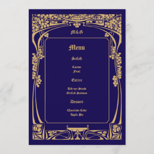 Menu Mariage de style Art nouveau vintage