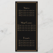 Menu Mariage de style Gatsby Art déco d'or noir (Dos)