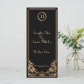 Menu Mariage de style Gatsby Art déco d'or noir (Debout devant)