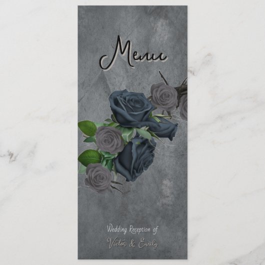 Menu Mariage de style gothique floral foncé (Devant)