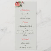 Menu mariage de style oriental floral aquarelle (Dos)