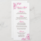 Menu Mariage de style Pink Letterpress (Devant / Derrière)
