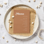Menu Mariage de sucre brun rétro élégant<br><div class="desc">Un thème rétro chic : adoptez ce design typographique légèrement vintage et élégant pour votre papeterie mariage,  avec un thème orange brûlé,  terre cuite,  sucre brun et rose pêche. Texte,  couleurs et arrière - plans entièrement personnalisables.</div>