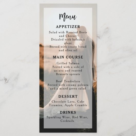 Menu Mariage de superposition photo moderne et minimali (Devant)