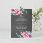 Menu Mariage de tableau de bord. Boho jardin fleurs ros (Debout devant)