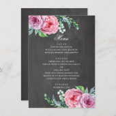 Menu Mariage de tableau de bord. Boho jardin fleurs ros (Devant / Derrière)