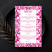 Menu mariage de talavera mexicain rose
