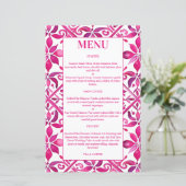 Menu mariage de talavera mexicain rose (Debout devant)