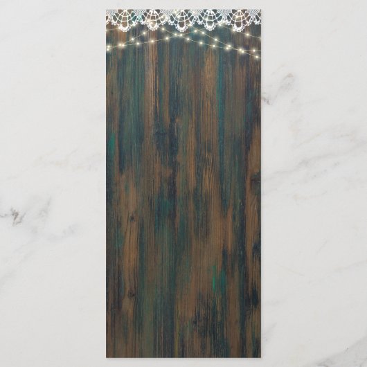 Menu Mariage de texte en or en dentelle de bois rustiqu (Dos)