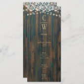 Menu Mariage de texte en or en dentelle de bois rustiqu (Devant / Derrière)