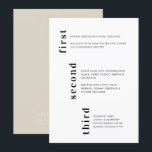 Menu Mariage de texte vertical minimal unique en beige<br><div class="desc">Unique Minimal Beige Cream Vertical Text Mariage Menu avec le nom du conjoint et la date du mariage au verso. Tous les champs de texte et les couleurs sont personnalisables dans l'outil de conception.</div>