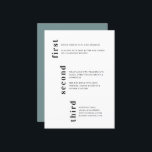 Menu Mariage de texte vertical Turquoise minimal unique<br><div class="desc">Unique minimal Turquoise Blue Vertical Text Mariage Menu avec les noms de l'époux et la date du mariage au verso. Tous les champs de texte et les couleurs sont personnalisables dans l'outil de conception.</div>