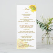 Menu Mariage de tournesol aquarelle (Debout devant)