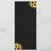 Menu Mariage de tournesol de dentelle en bois noir rust (Dos)