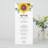 Menu Mariage de tournesol jaune moderne (Debout devant)
