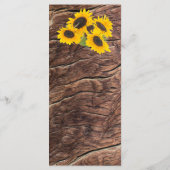 Menu Mariage de tournesol rustique (Dos)