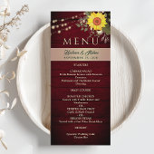 Menu Mariage de tournesol rustique