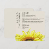 Menu Mariage de tournesol rustique moderne (Devant / Derrière)
