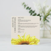 Menu Mariage de tournesol rustique moderne (Debout devant)