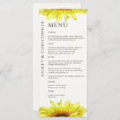 Menu Mariage de tournesol rustique moderne (Devant / Derrière)